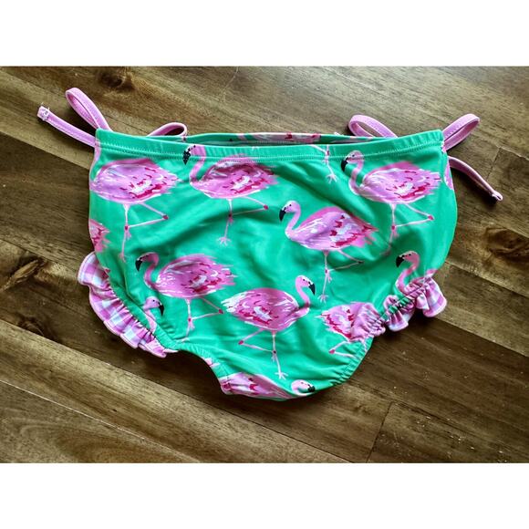 NEW SweetHoney Maddi Tankini Swimsuit Set Flamingos Green Pink Ruffle Preppy  5 - Picture 7 of 9